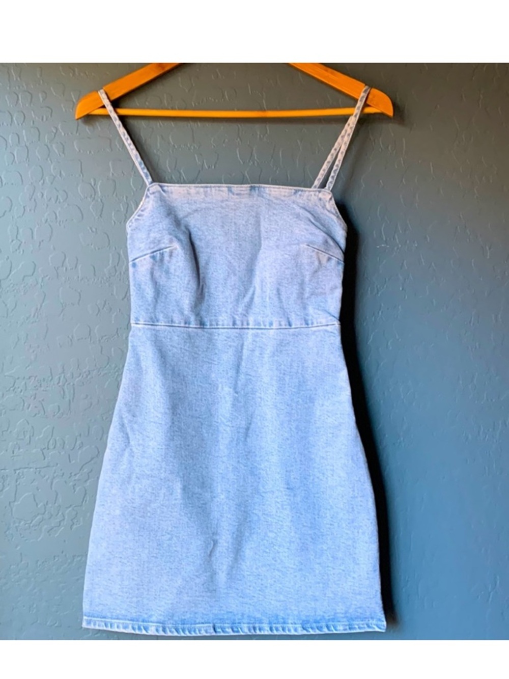 Zara Denim Mini Dress with Spaghetti Straps - Picture 3 of 7